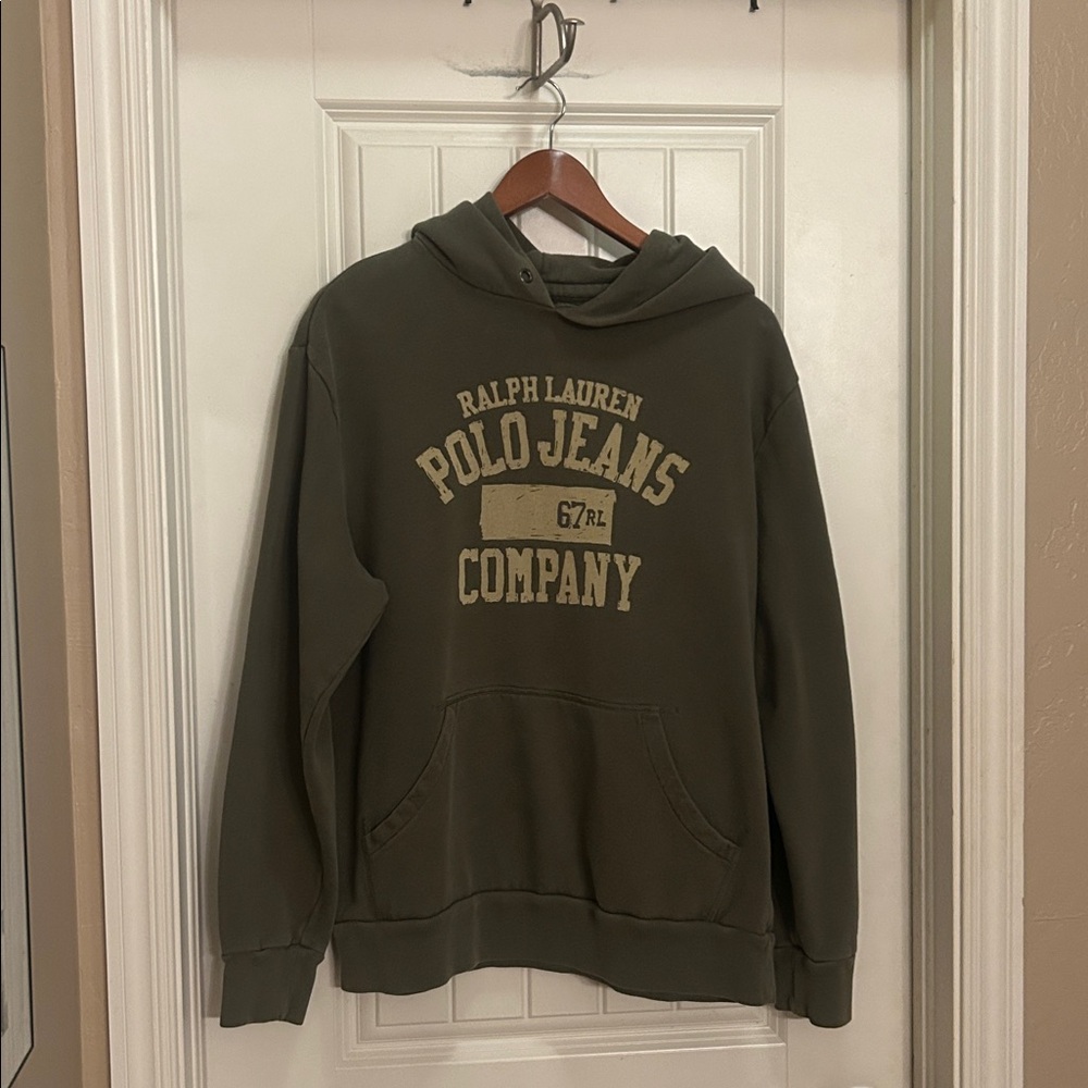 POLO Jeans Ralph Lauren Olive Green L graphic Hoodie sweatshirt